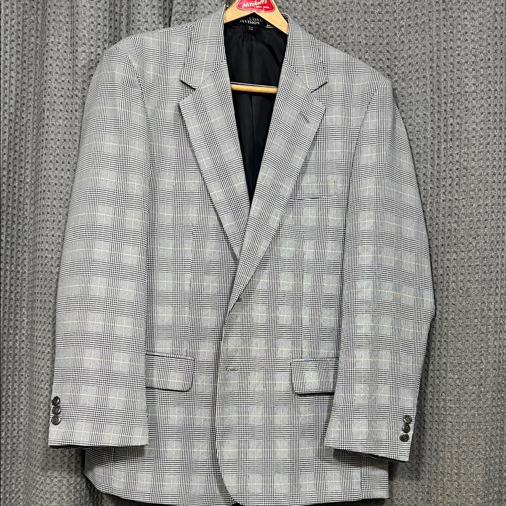 Classic black and mustard yellow Checkered Men's Blazer